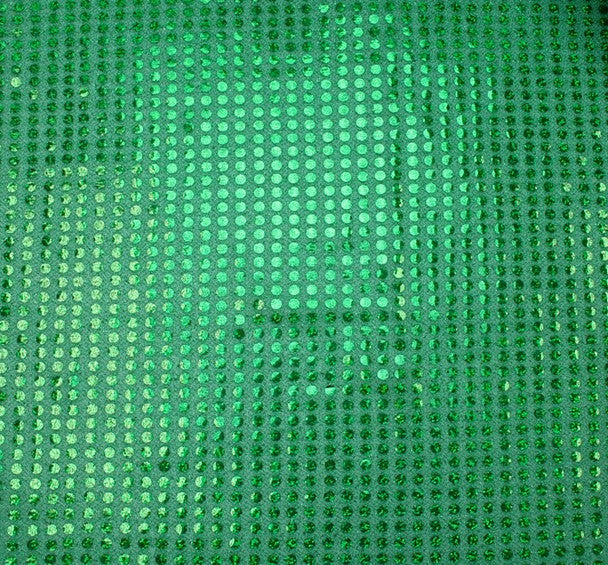 6MM Kelly 1 Yard Green Sequin Fabric Lightweight Apparel & Costume Fabric