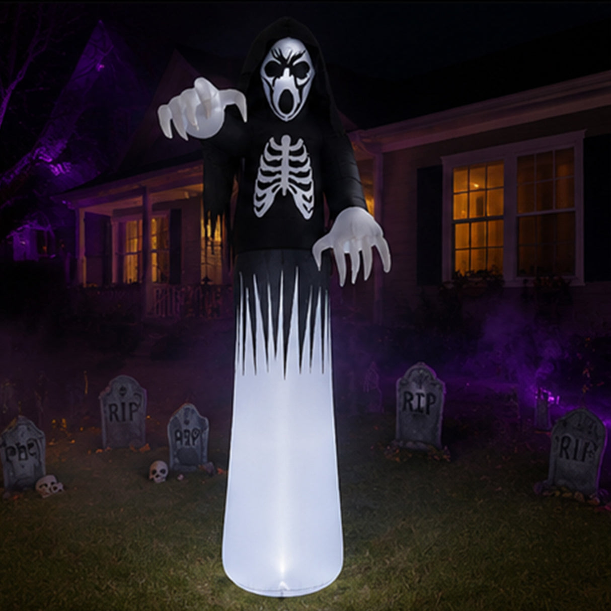 12.5FT Skeleton Ghost Halloween Inflatable Yard Decor