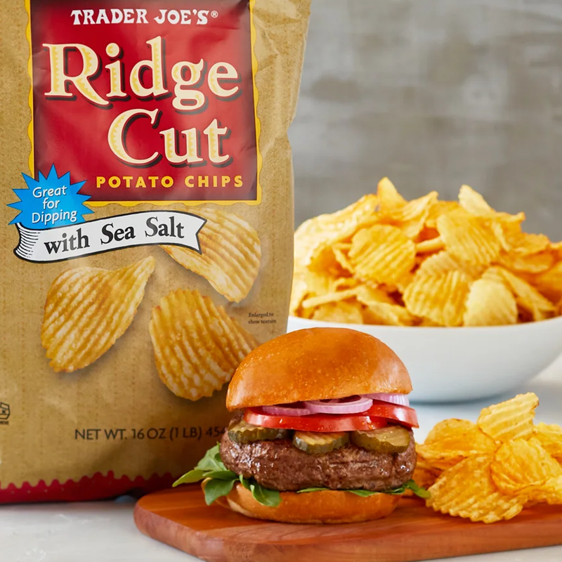 Trader Joes Ridge Cut Potato Chips with Sea Salt 16 Oz