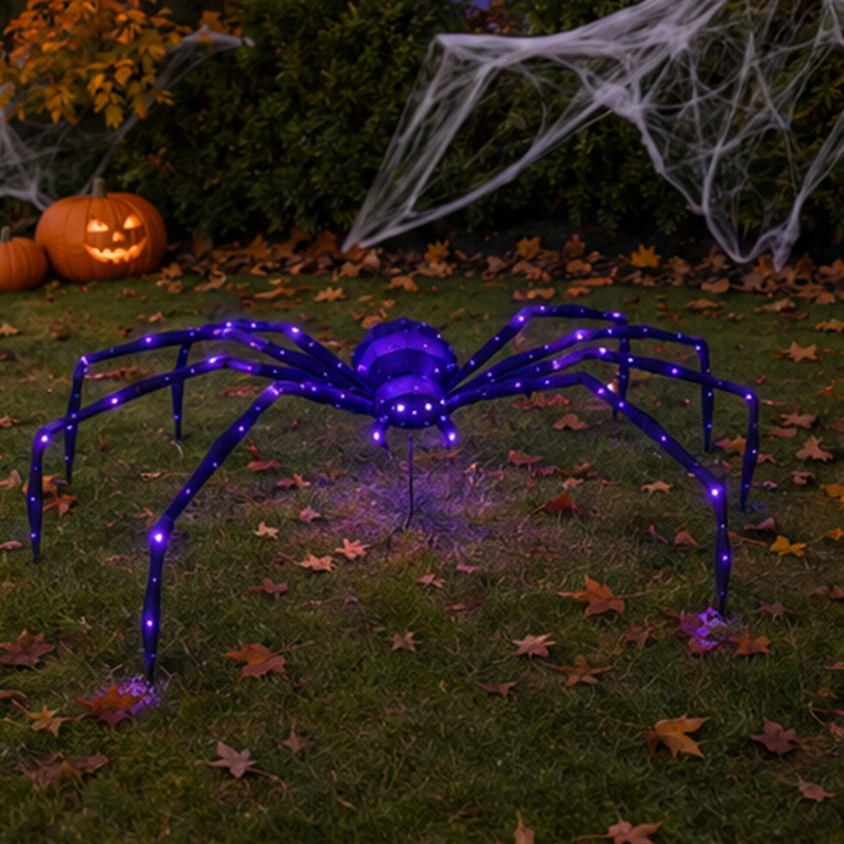 128 Inch Purple Plush Spider Halloween Decor UV Light