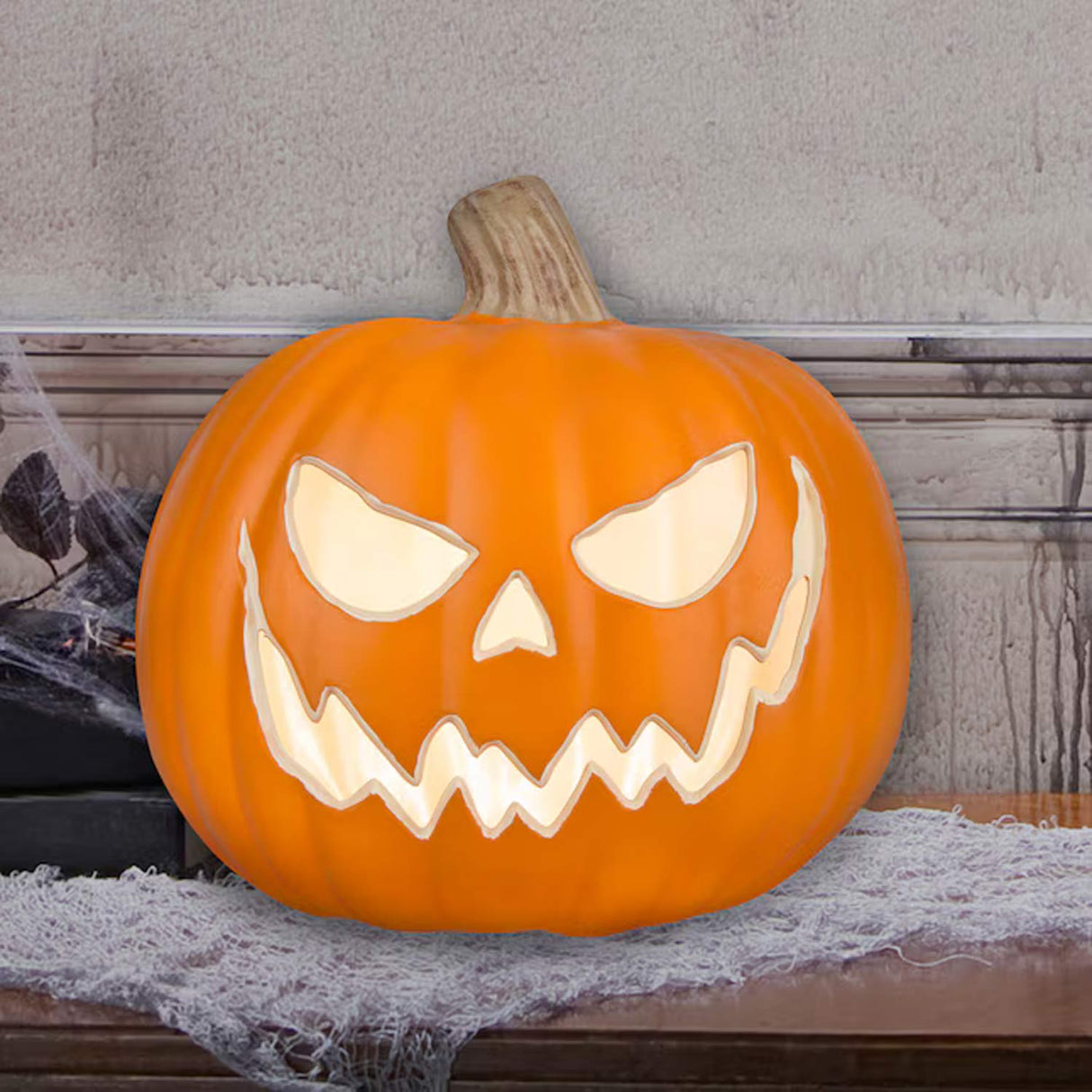 8.50 Inches Tall Haunted Living Lighted Jack-O-Lantern Creepy Face Halloween Decoration
