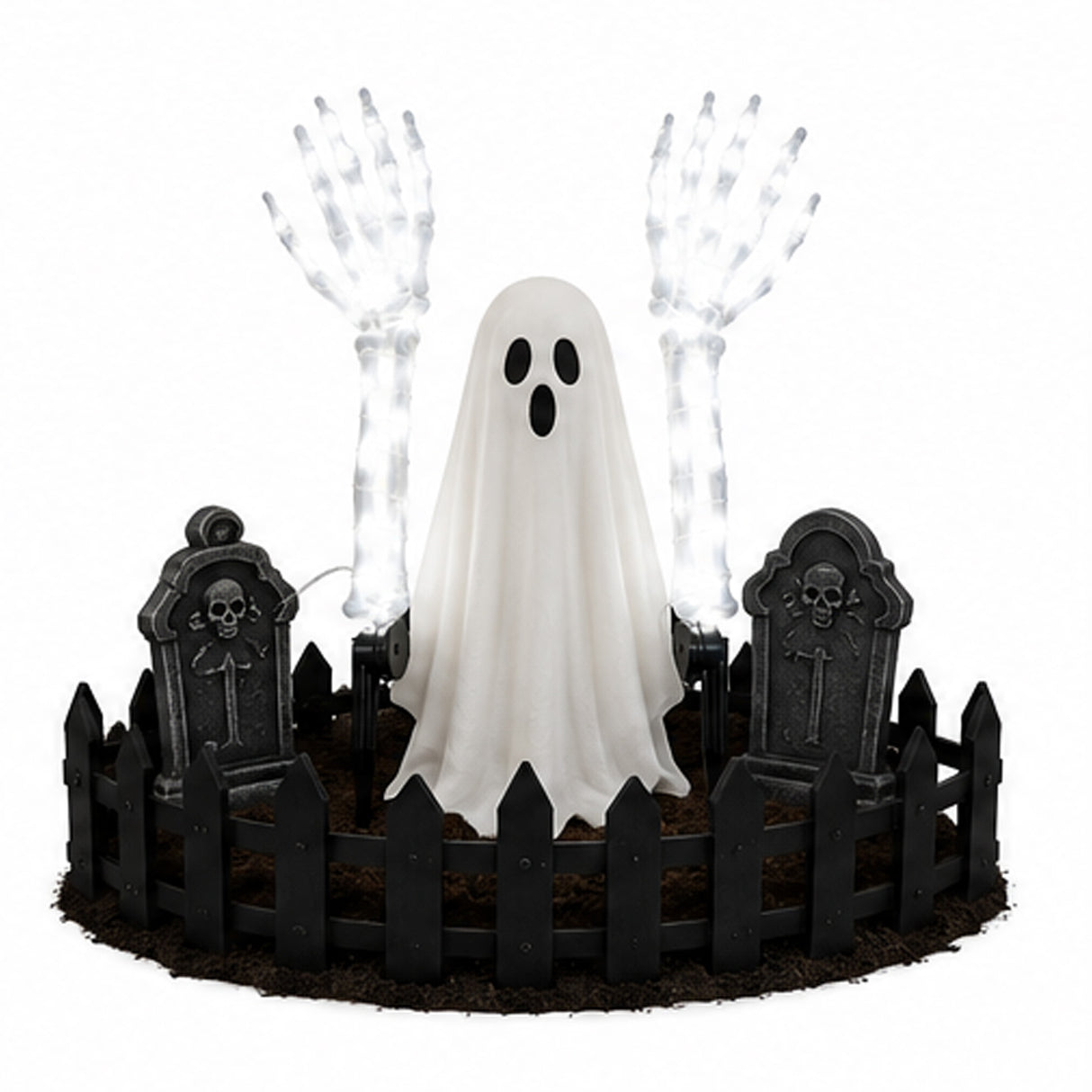 Cool White Light Ghost Hands Halloween Decor 1 Pair Set