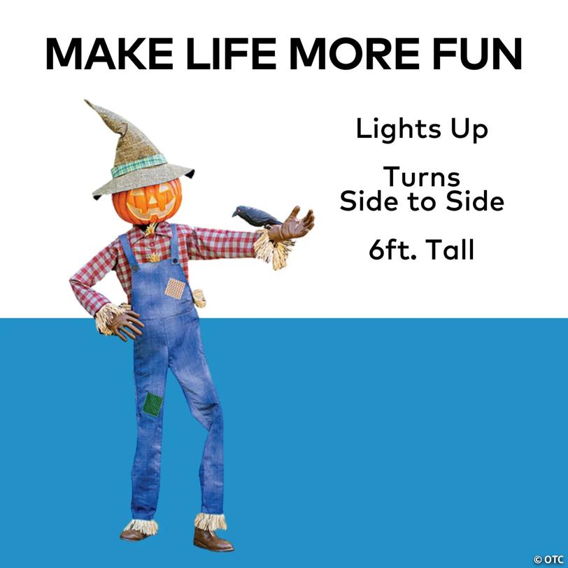 6 Ft. Animated Light-Up Talking Whimsical Jack-O'-Lantern Scarecrow