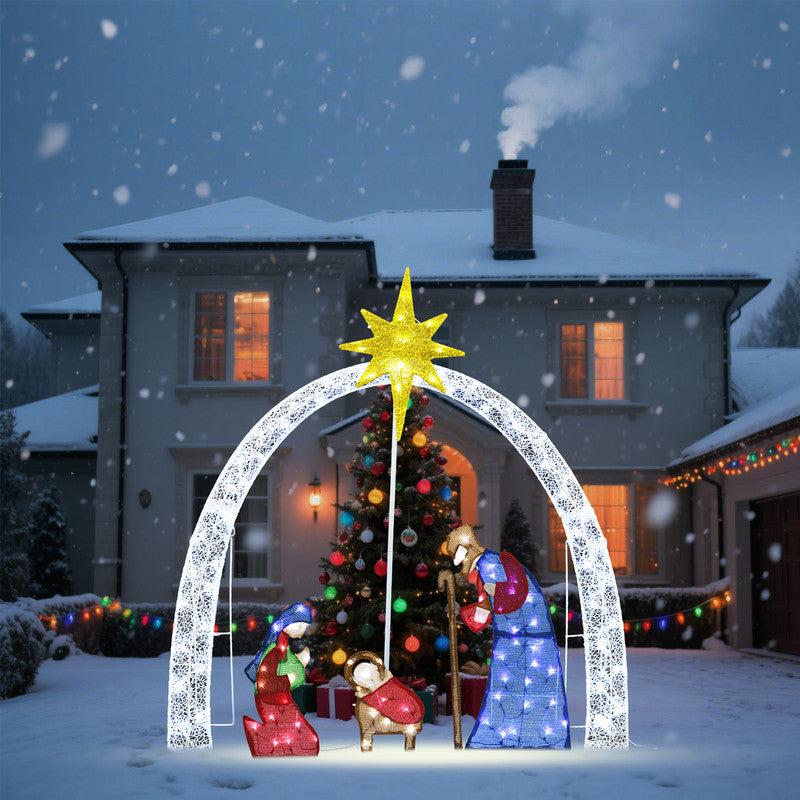 54 Inch Nativity Scene LED with White Lights Indoor Outdoor Christmas Decoration