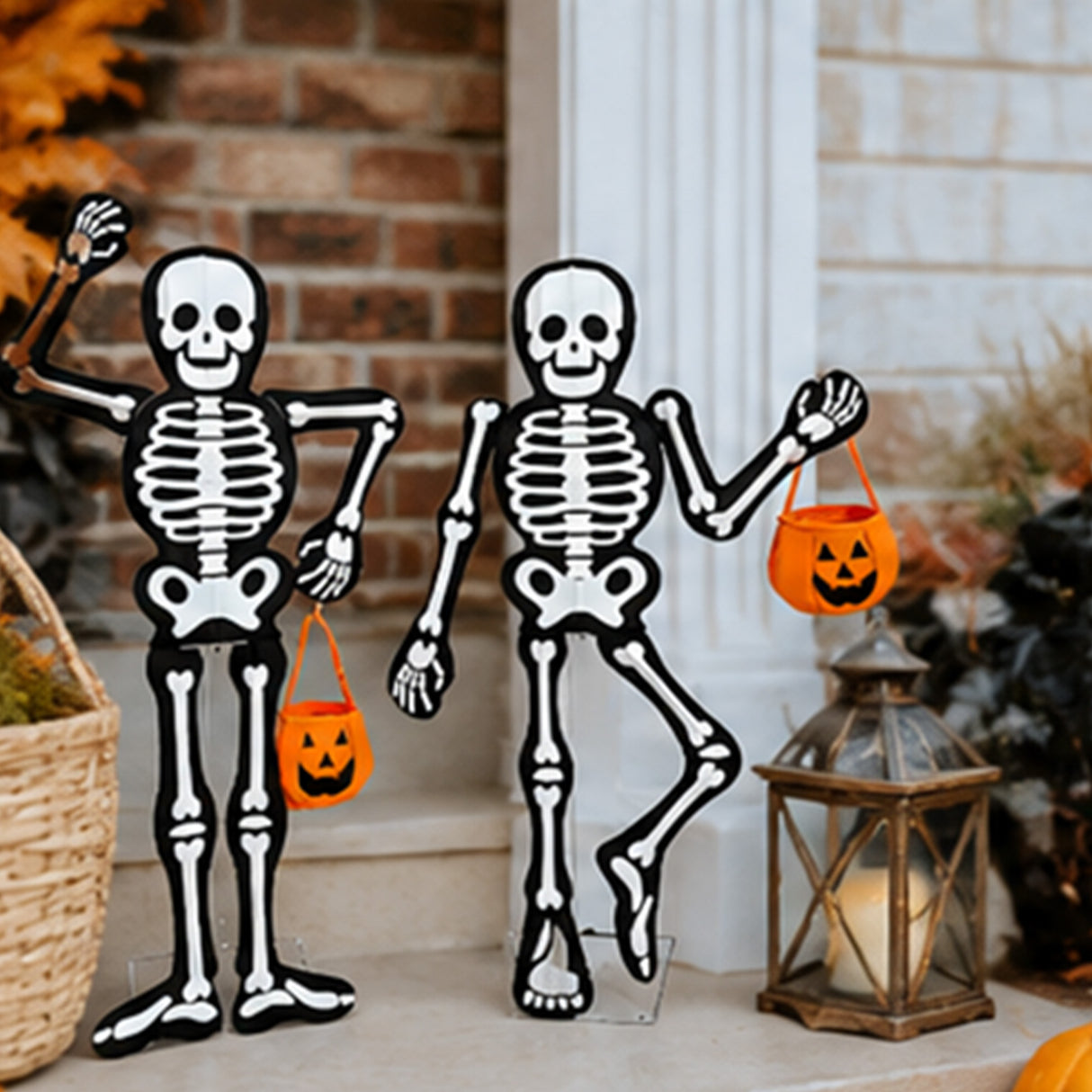 2-Pack LED Skeleton Halloween Yard Decorations Set
