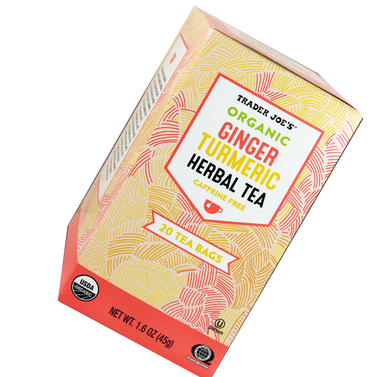 Trader Joe's Organic Ginger Turmeric Herbal Tea 20 Tea Bags, 1.6 oz, 1 Pack