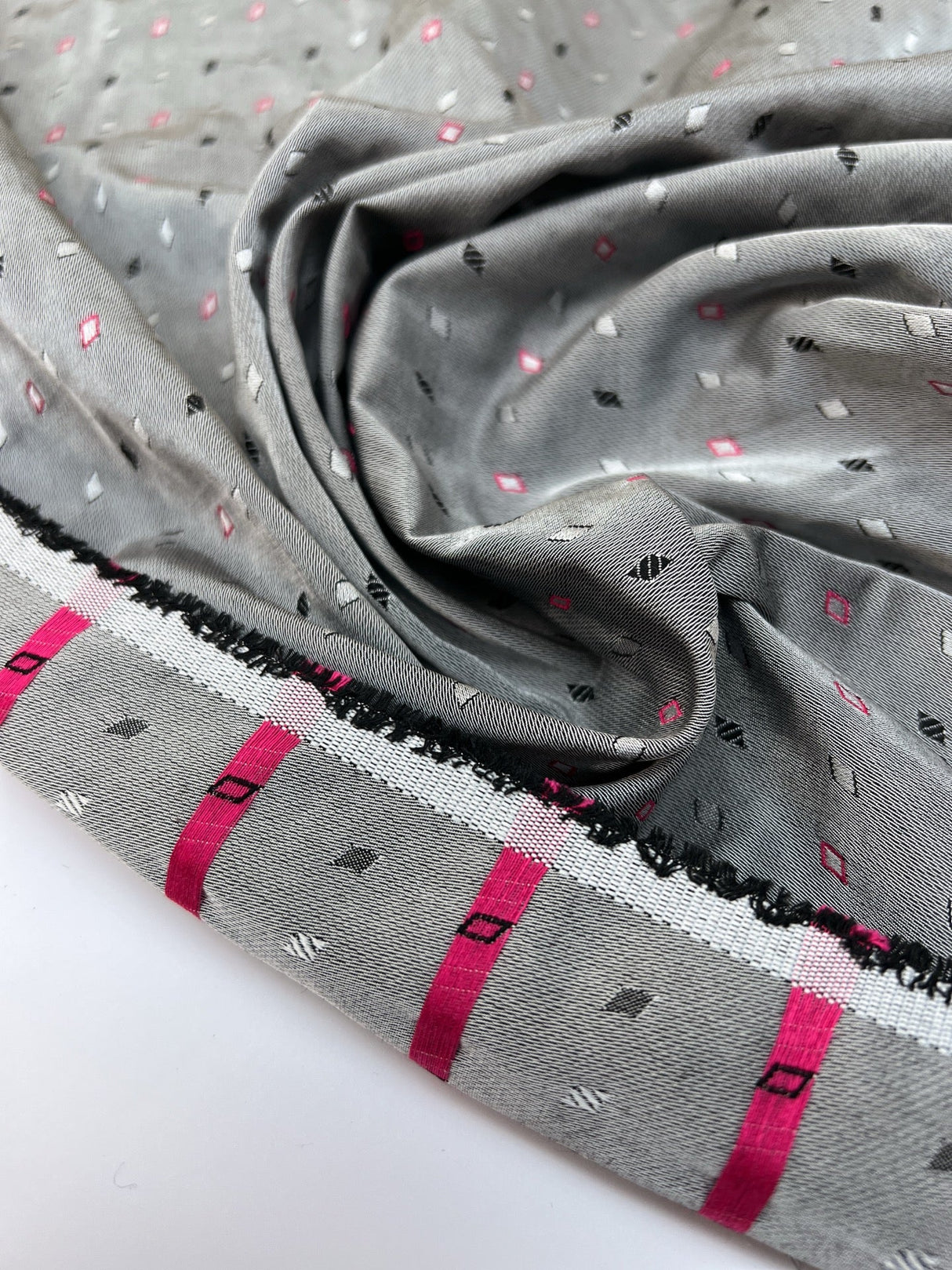 Viscose Jacquard Gray Pink Fabric