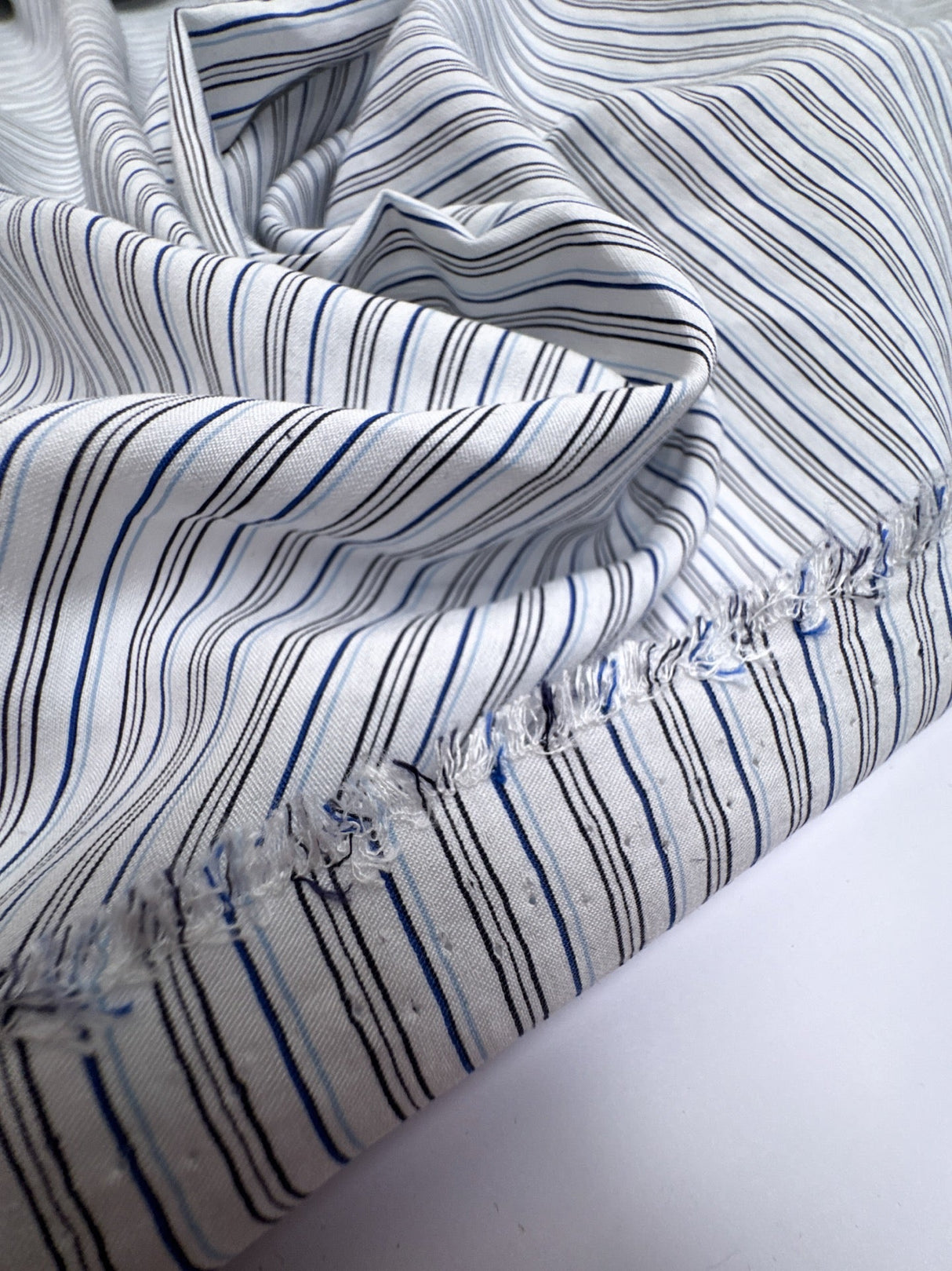 Viscose Blend Striped Blue White Shirting
