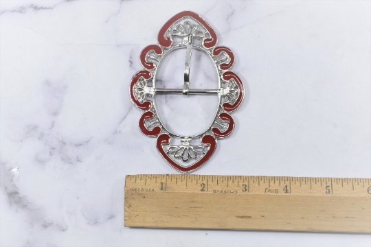 Western Style Belt Buckle Red 3x4