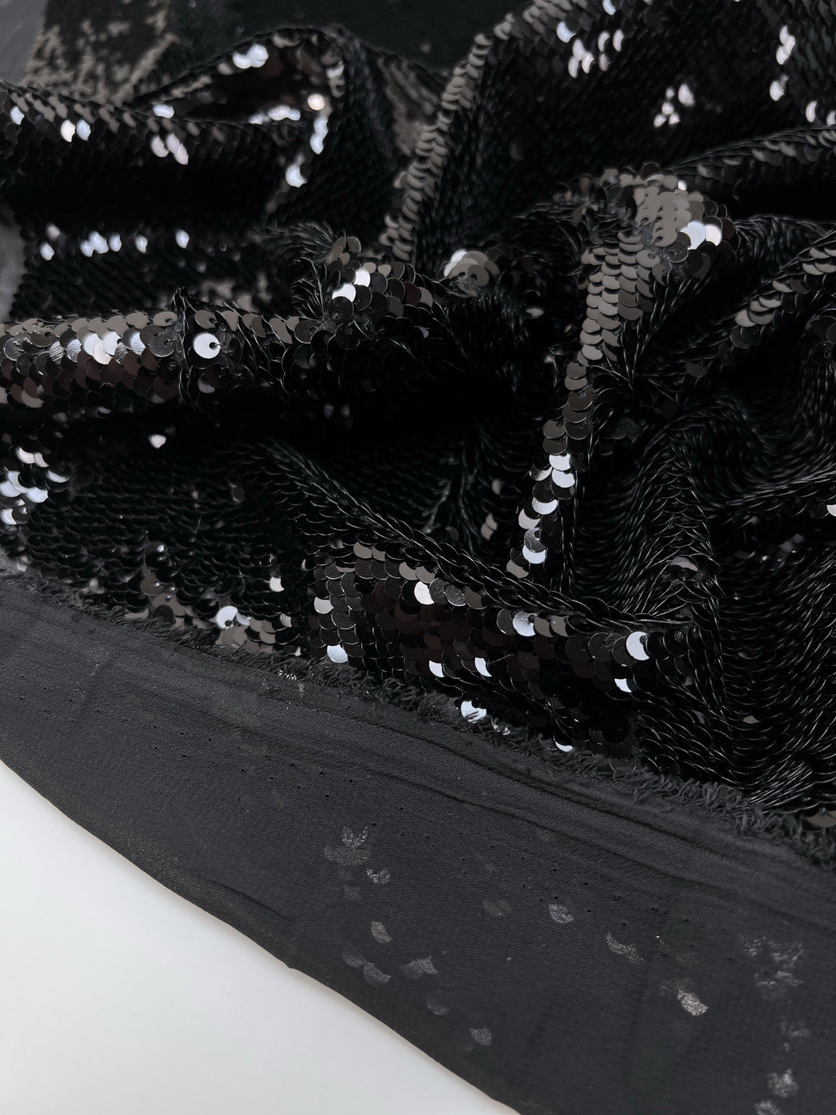 Black Polyamide Crepe Sequins