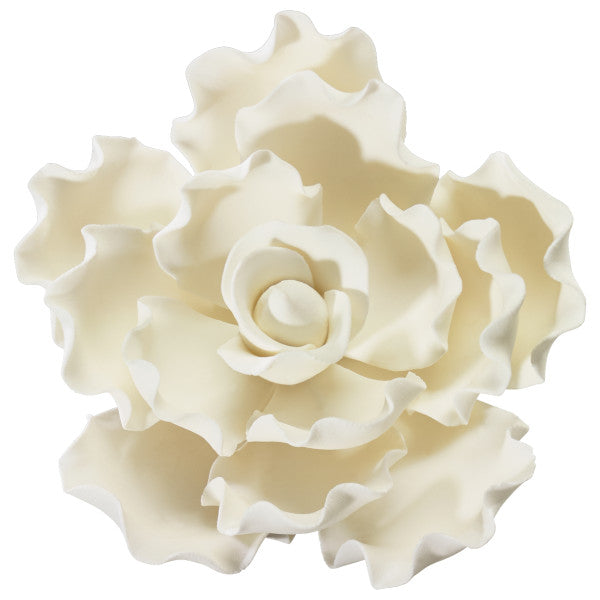 White Ruffled Petal Gum Paste Flowers cake topper