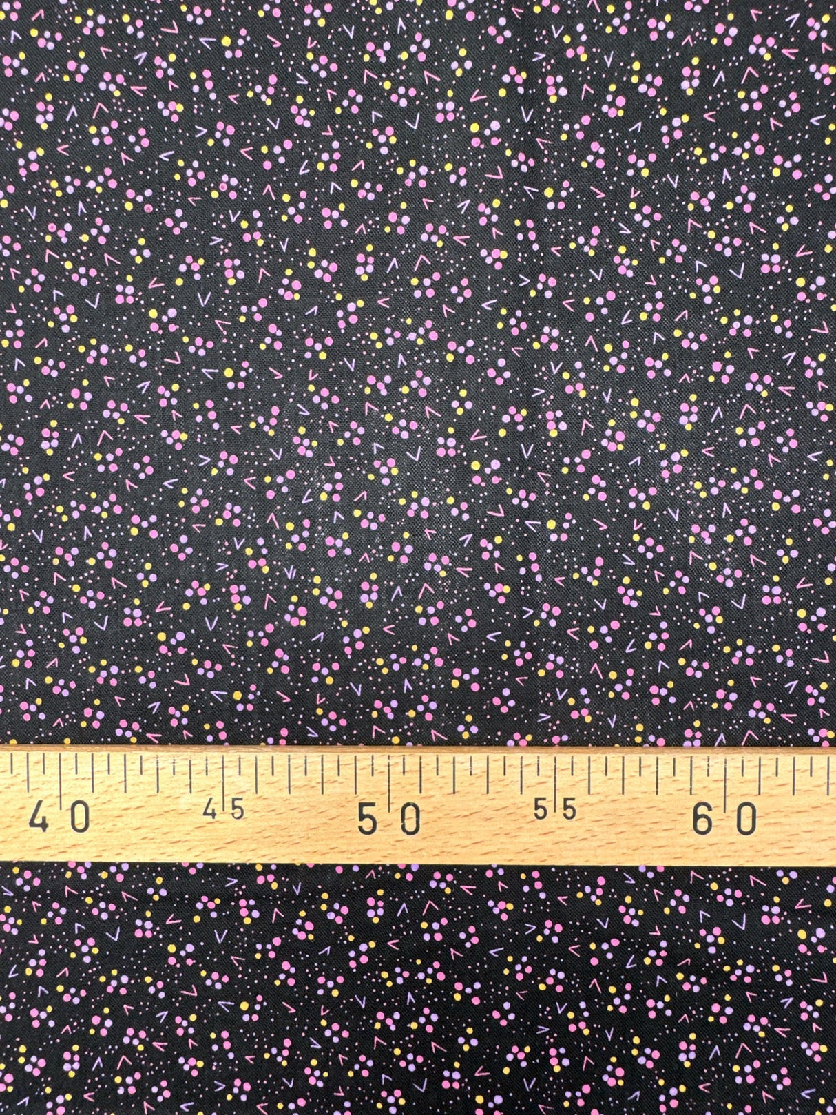 Virgin Wool Printed Black Pink Fabric