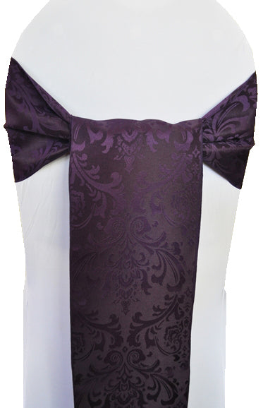 Jacquard Chair Sash 7.5x108 Eggplant