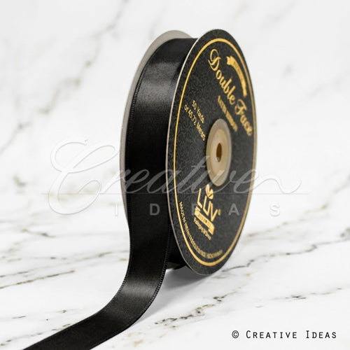 7/8" Double Face Satin-50 Yds (Black)