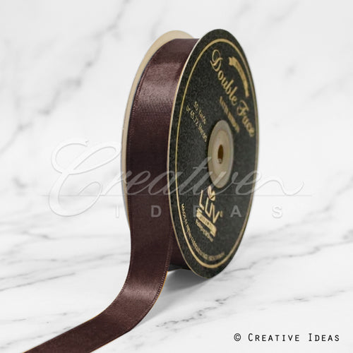 7/8" Double Face Satin-50 Yds (Brown)