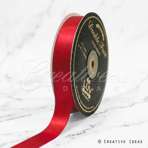 7/8" Double Face Satin-50 Yds (Vibrant Red)