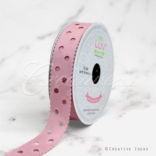 7/8" Grosgrain Dots Cut-Out Ribbon-10 Yds (Mauve)