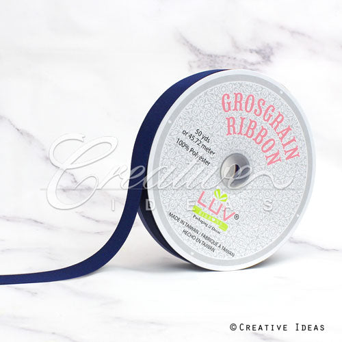 7/8" Grosgrain Ribbon - 50 Yards (Navy Blue)