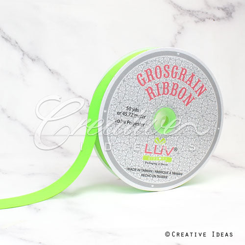 7/8" Grosgrain Ribbon - 50 Yards (Neon Green)