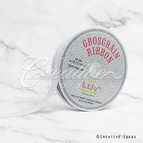 7/8" Grosgrain Ribbon - 50 Yards (White)