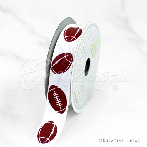 7/8" Grosgrain Sports Ribbon - 10 Yards (Football)