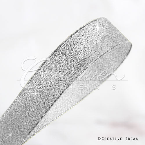 7/8" Metallic Taffeta - 25 Yards (Silver)