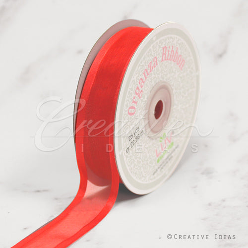 7/8" Organza With Satin Edge Ribbon - 25 Yards (Coral)