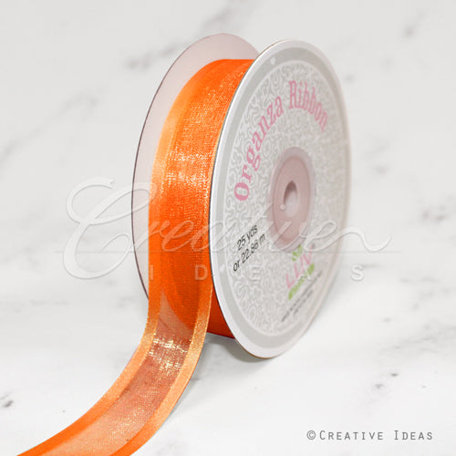 7/8" Organza With Satin Edge Ribbon - 25 Yards (Orange)