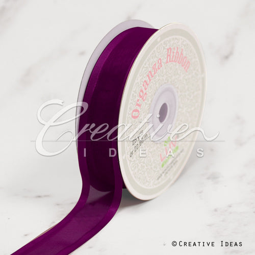7/8" Organza With Satin Edge Ribbon - 25 Yards (Plum)