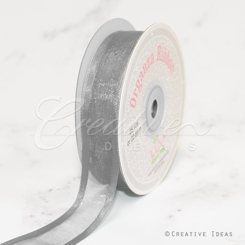 7/8" Organza With Satin Edge Ribbon - 25 Yards (Silver)