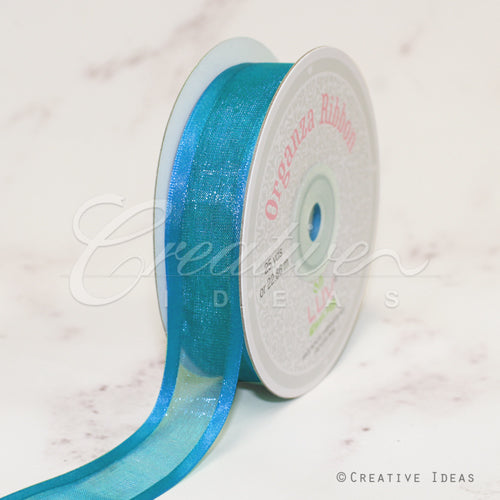 7/8" Organza With Satin Edge Ribbon - 25 Yards (Turquoise)