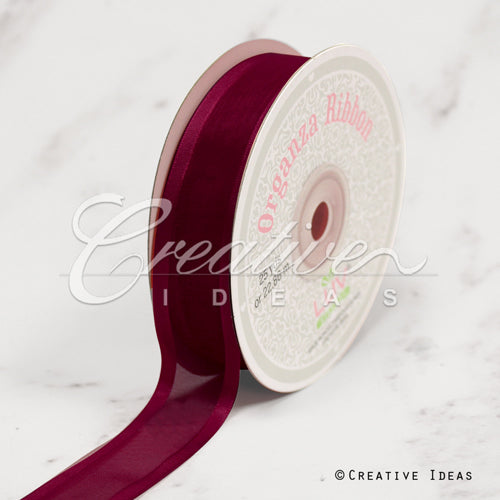 7/8" Organza With Satin Edge Ribbon - 25 Yards (Wine)