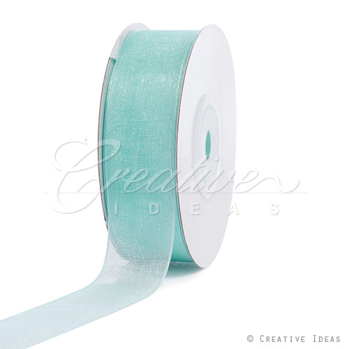 7/8" Plain Organza Sheer Ribbons - 25 Yards (Aqua)