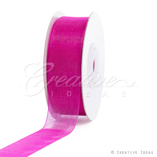 7/8" Plain Organza Sheer Ribbons - 25 Yards (Fuchsia)