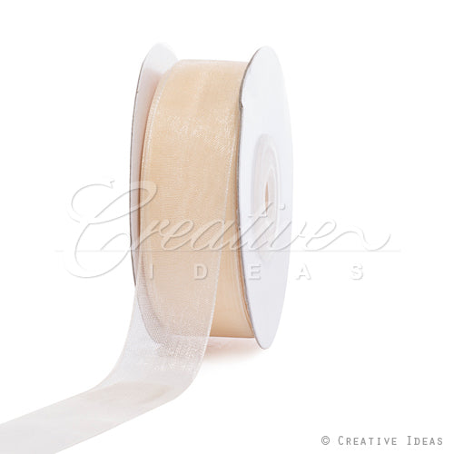 7/8" Plain Organza Sheer Ribbons - 25 Yards (Ivory)