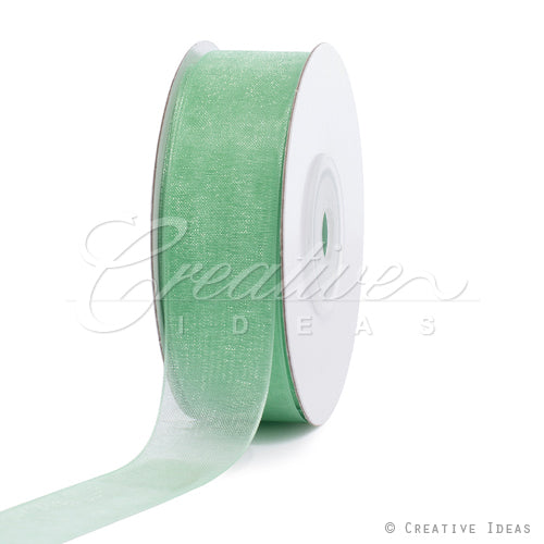 7/8" Plain Organza Sheer Ribbons - 25 Yards (Mint Green)