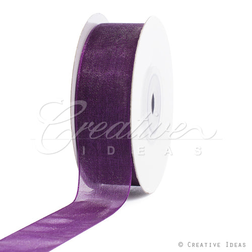 7/8" Plain Organza Sheer Ribbons - 25 Yards (Plum)