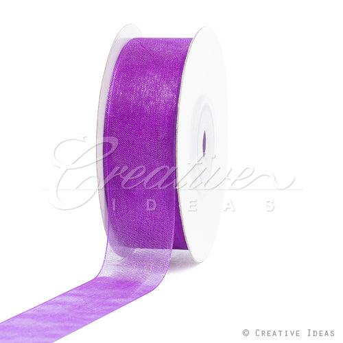 7/8" Plain Organza Sheer Ribbons - 25 Yards (Purple)