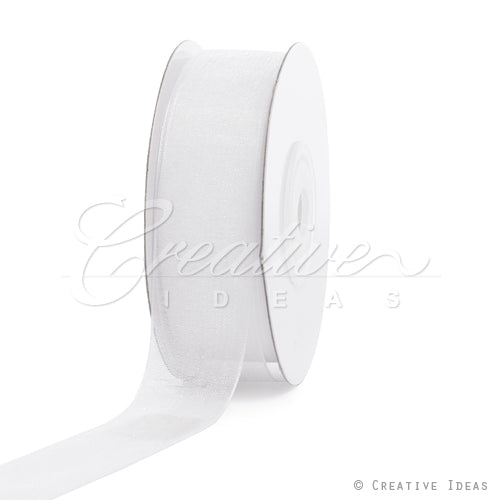 7/8" Plain Organza Sheer Ribbons - 25 Yards (White)