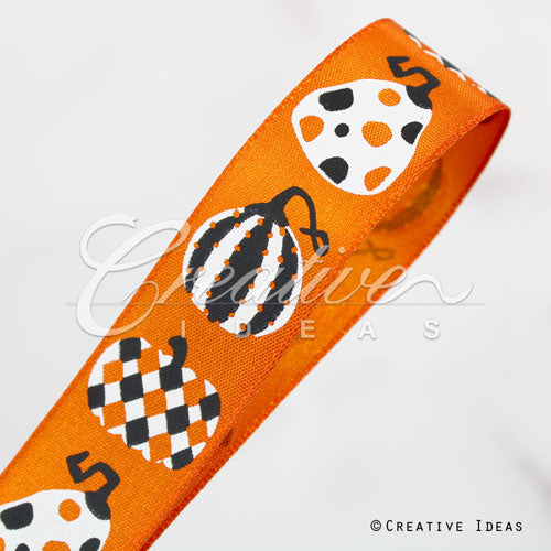 7/8" Satin Argyle Pumpkin Ribbon-10 Yds (Orange)