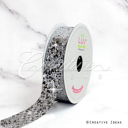 7/8" Sparkly Sequins Ribbon-10 Yds (Silver)