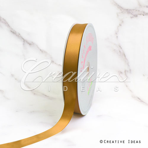 7/8" Single Face Satin Ribbon - 100 Yards (Antique Gold)
