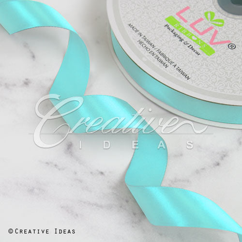 7/8" Single Face Satin Ribbon - 100 Yards (Aqua)