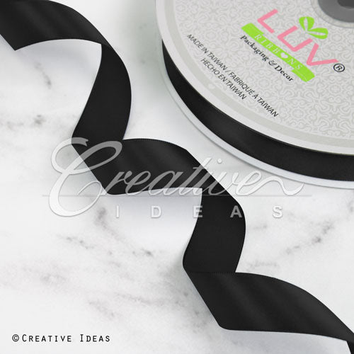 7/8" Single Face Satin Ribbon - 100 Yards (Black)