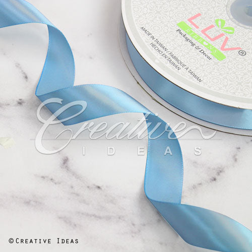 7/8" Single Face Satin Ribbon - 100 Yards (Blue Mist)