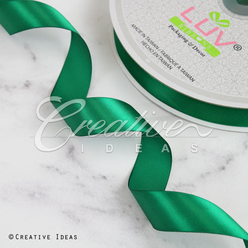 7/8" Single Face Satin Ribbon - 100 Yards (Emerald Green)