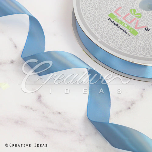 7/8" Single Face Satin Ribbon - 100 Yards (French Blue)