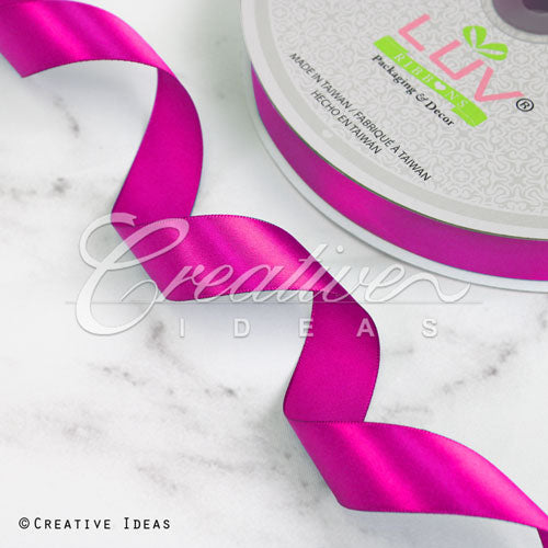 7/8" Single Face Satin Ribbon - 100 Yards (Fuchsia)