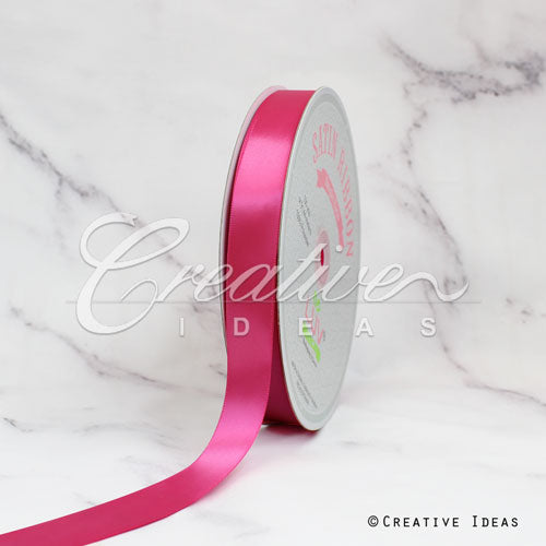 7/8" Single Face Satin Ribbon - 100 Yards (Hot Pink)