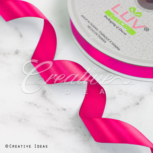 7/8" Single Face Satin Ribbon - 100 Yards (Hot Pink)